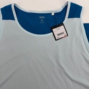 DSG Mens XL Blue Light Blue Blocked Sun Tank Top Athletic Workout Gym